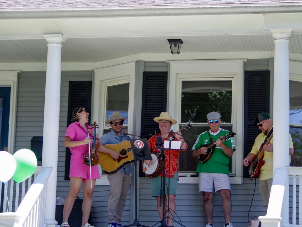 Heart Fjord playing on a front porch during Mamaroneck Porchfest
